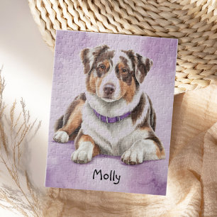 Cute Personalised Australian Shepherd Jigsaw Puzzle