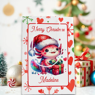 Cute Personalised Axolotl Christmas   Medium Gift Bag