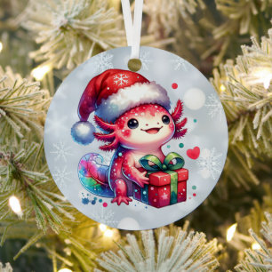 Cute Personalised Axolotl Christmas Metal Tree Decoration