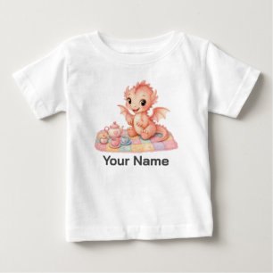 Cute Personalised Baby Dragon Toy Tea Picnic Kids T-Shirt