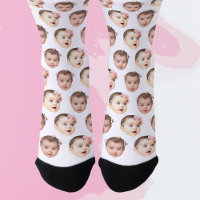 Cute Personalised Baby Kids Face 2 Photos Socks