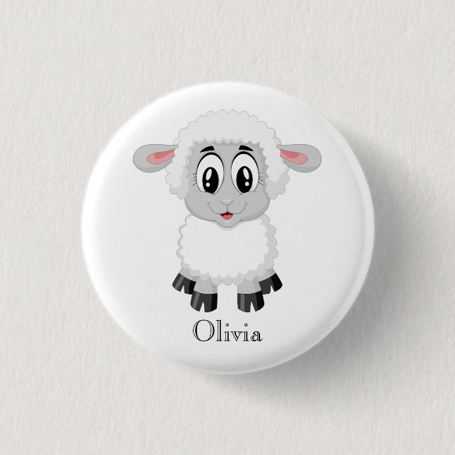 Cute Personalised Baby Lamb  3 Cm Round Badge (Front)