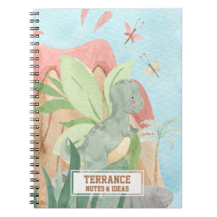 Cute Personalised Baby Tiranosaurios Rex Dinosaur Notebook