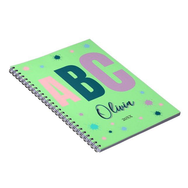 Cute Personalised Back to School Name for Girls Notebook (Right Side)