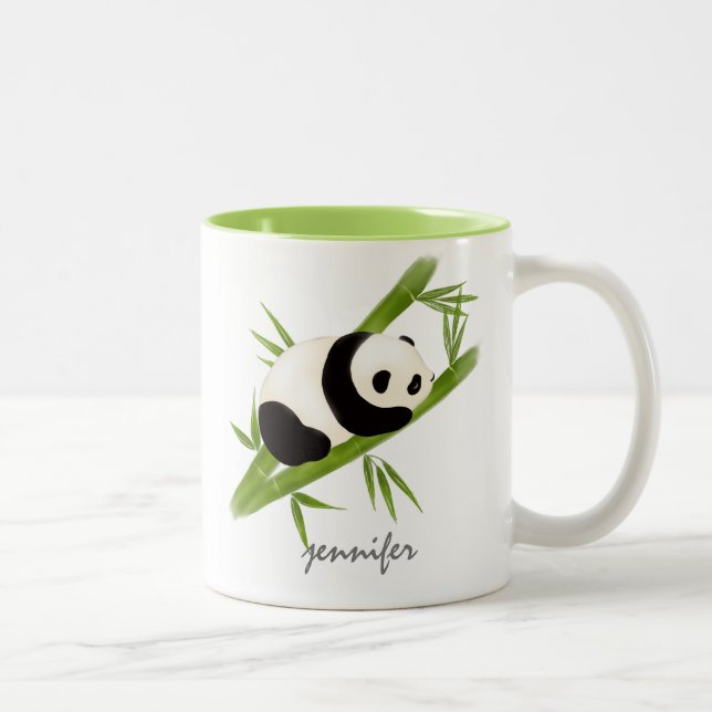 Cute Personalised Bamboo Tree Panda Bear Mug (Right)