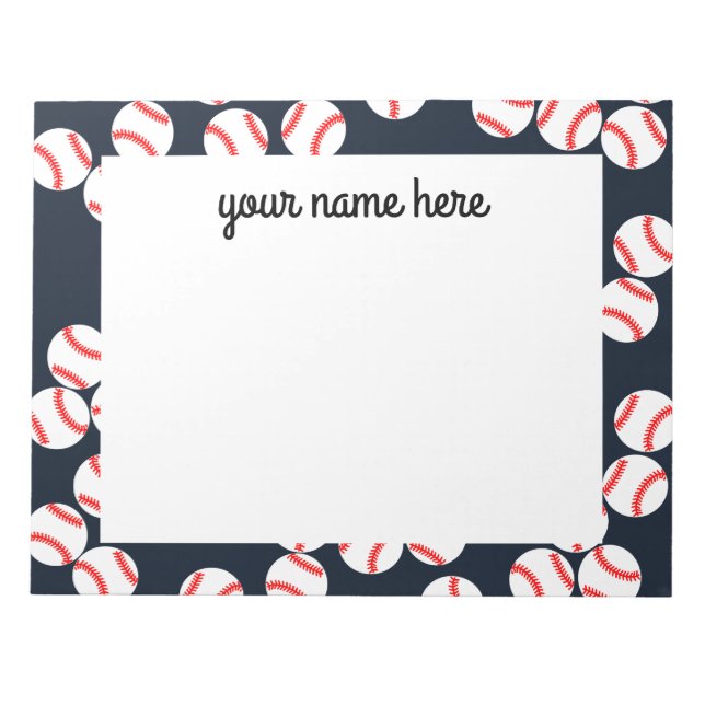 Cute Personalised Baseball Notepad (Front)