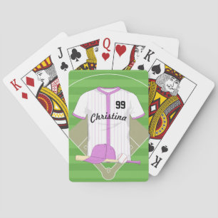 Cute Personalised Baseball pink Playing Cards