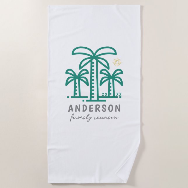Cute Personalised Beach Family Reunion Beach Towel (Front)