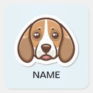 Cute personalised beagle dog square sticker
