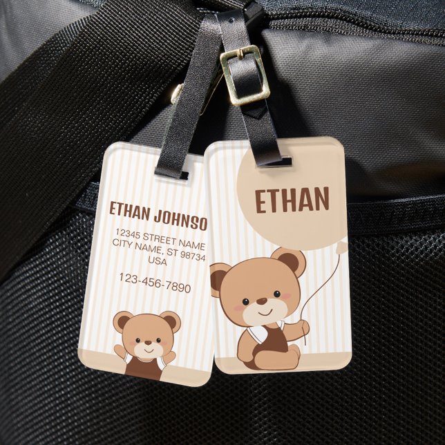 Cute Personalised Bear Luggage Tag (Creator Uploaded)