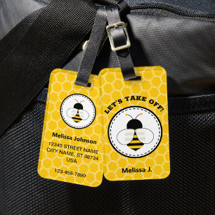 Cute Personalised Bee Luggage Tag