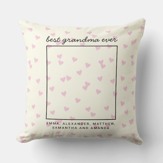 Cute Personalised Best Grandma Ever Photo Cushion (Front)