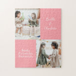 Cute Personalised BFF Two Photo Pink Best Friend  Jigsaw Puzzle<br><div class="desc">Cute Personalised BFF Two Photo Pink Best Friend Puzzle</div>
