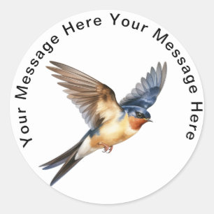 Cute Personalised Bird Stickers Barn Swallow
