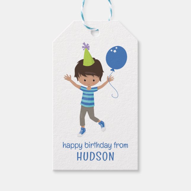 Cute Personalised Birthday Boy Gift Tags (Front)