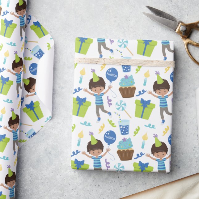 Cute Personalised Birthday Boy Wrapping Paper (Creator Uploaded)