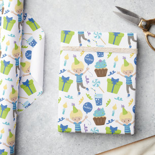 Cute Personalised Birthday Boy Wrapping Paper