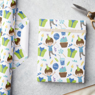 Cute Personalised Birthday Boy Wrapping Paper