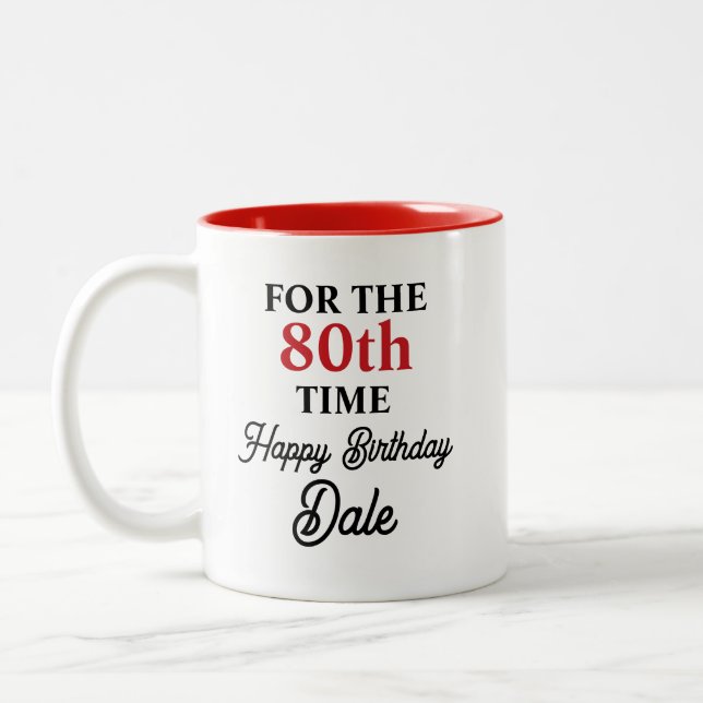 Cute Personalised Birthday Two-Tone Coffee Mug (Left)