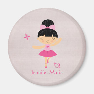 Cute personalised black hair ballerina magnet