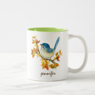 Cute Personalised Blue Bird Mug