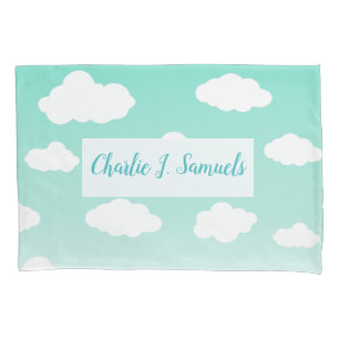 Cute Personalised Blue Sky & Cloud Pattern Pillowcase