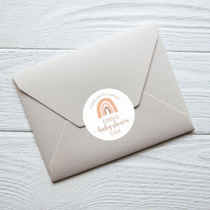 Cute Personalised Boho Rainbow Baby Shower Classic Round Sticker