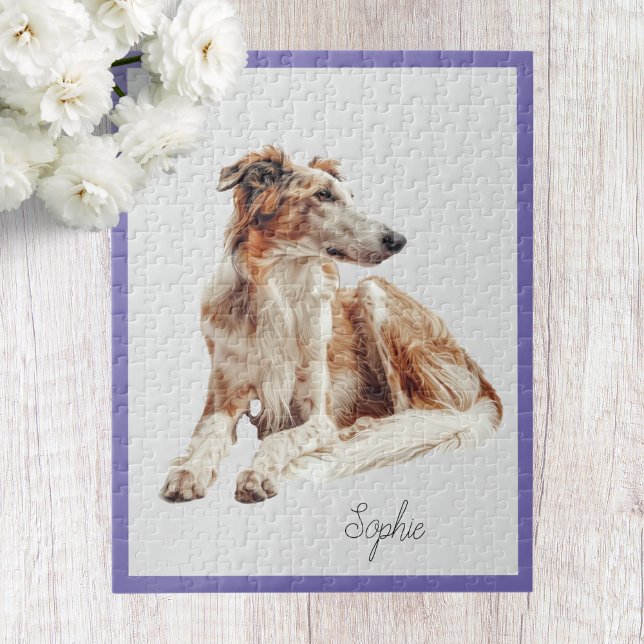 Cute Personalised Borzoi Dog Jigsaw Puzzle (Creator Uploaded)