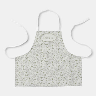 Cute Personalised Botanical Leaf Pattern Apron