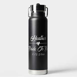 Cute Personalised Bride to be Black and White Water Bottle