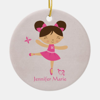 Cute personalised brown hair ballerina ornament