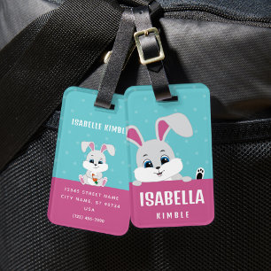 Cute Personalised Bunny Luggage Tag