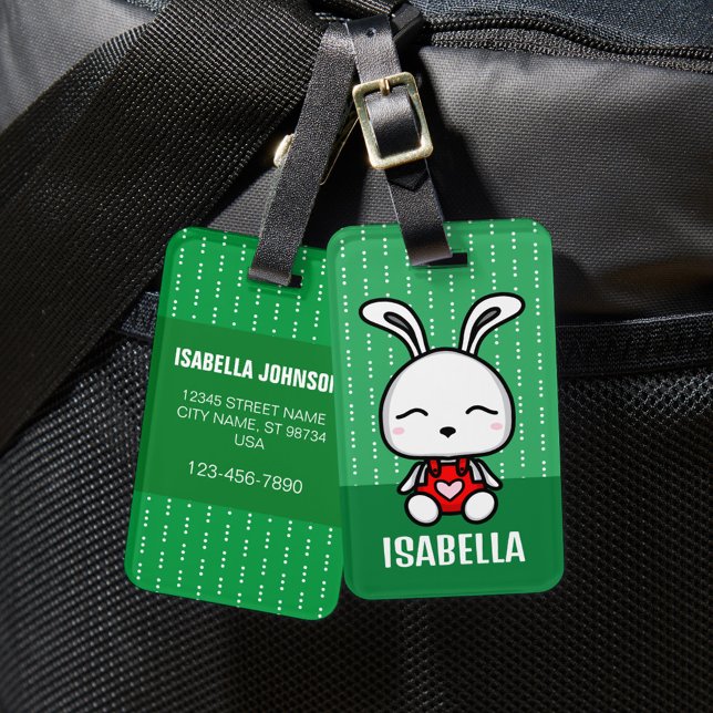 Cute Personalised Bunny Luggage Tag (Creator Uploaded)