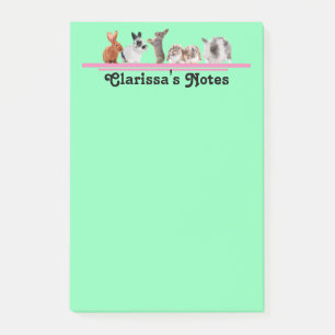 Cute Personalised Bunny Stationery Sticky Post-it Notes