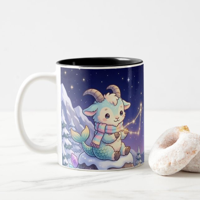 Cute Personalised Capricorn Zodiac Mug (With Donut)