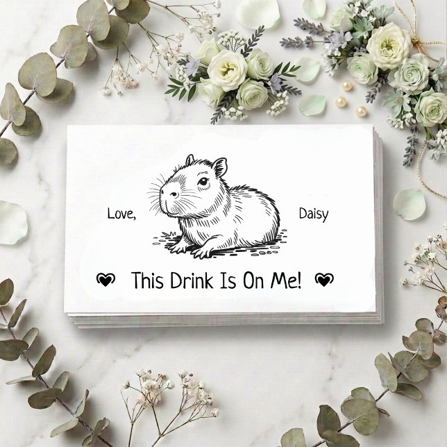 Cute Personalised Capybara Wedding Drink Ticket Enclosure Card (Creator Uploaded)
