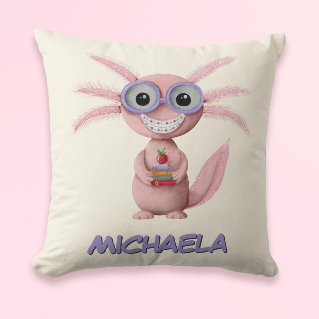 Cute Personalised Cartoon Axolotl  Cushion (Creator Uploaded)
