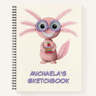 Cute Personalised Cartoon Axolotl Notebook