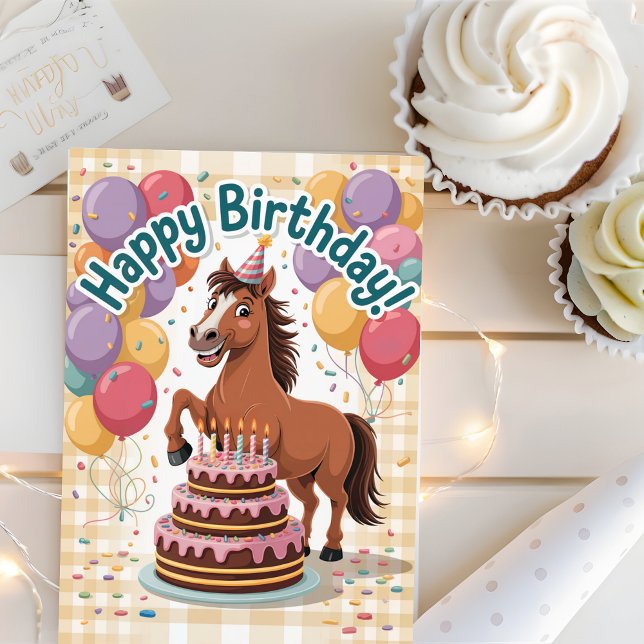 Cute Personalised Cartoon Horse Birthday Card (Creator Uploaded)