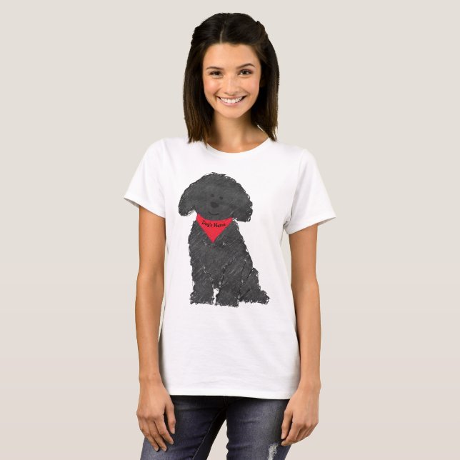 Cute Personalised Cartoon Labradoodle Puppy T-Shirt (Front Full)