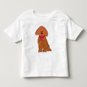 Cute Personalised Cartoon Red Doodle Dog Toddler T-Shirt