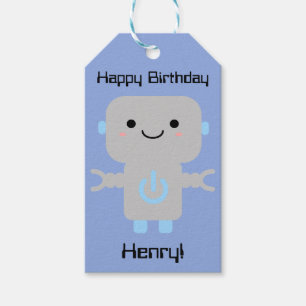 Cute Personalised Cartoon Robot Gift Tags