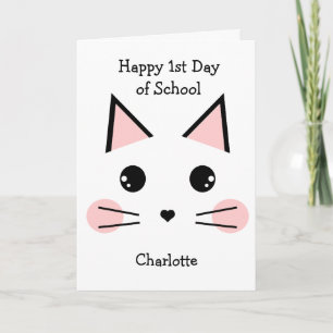 Cute Personalised Cat First Day of School  Card