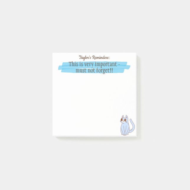 Cute Personalised Cat Lovers Memo Pad Post-it Notes (Front)