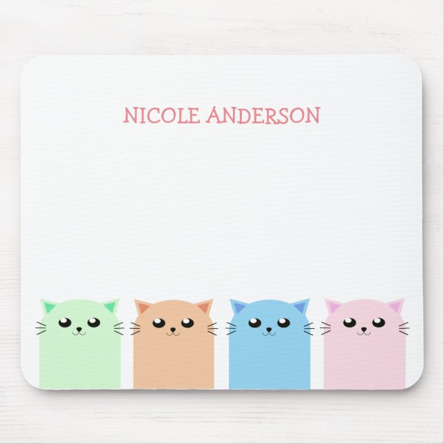 Cute Personalised Cat Lovers Mouse Pad (Front)