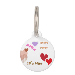 Cute Personalised Cat Name Keychain - Meow Cat Lov Pet Tag