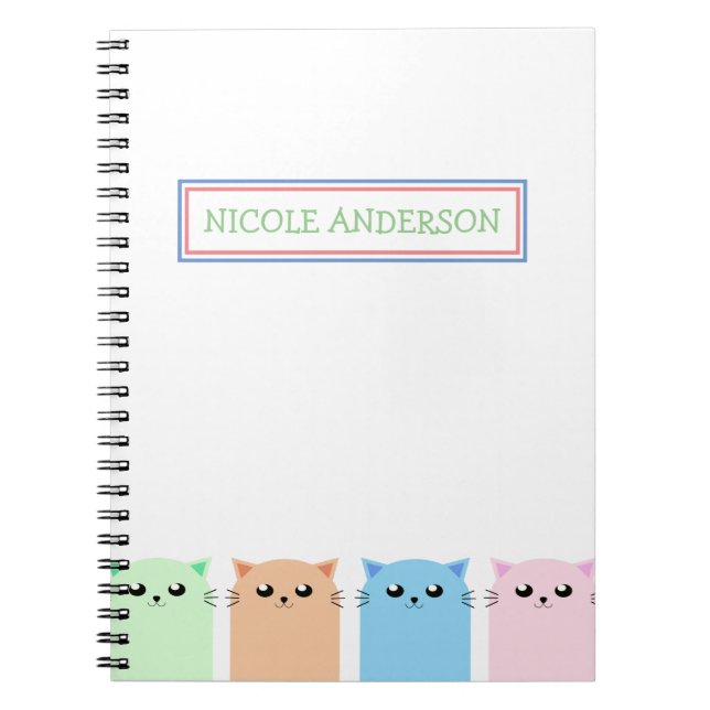 Cute Personalised Cat Notebook (Front)