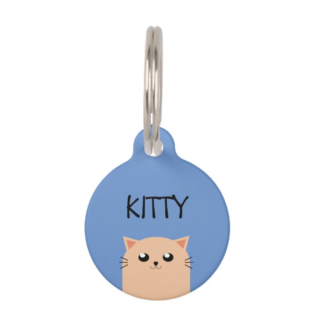 Cute Personalised Cat Pet Tag (Front)