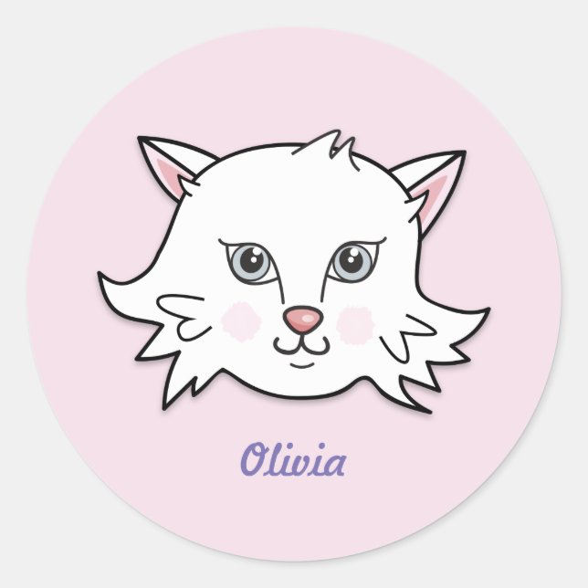 Cute Personalised Cat Sticker (Front)