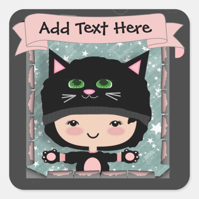 Cute Personalised Cat Sticker (Front)